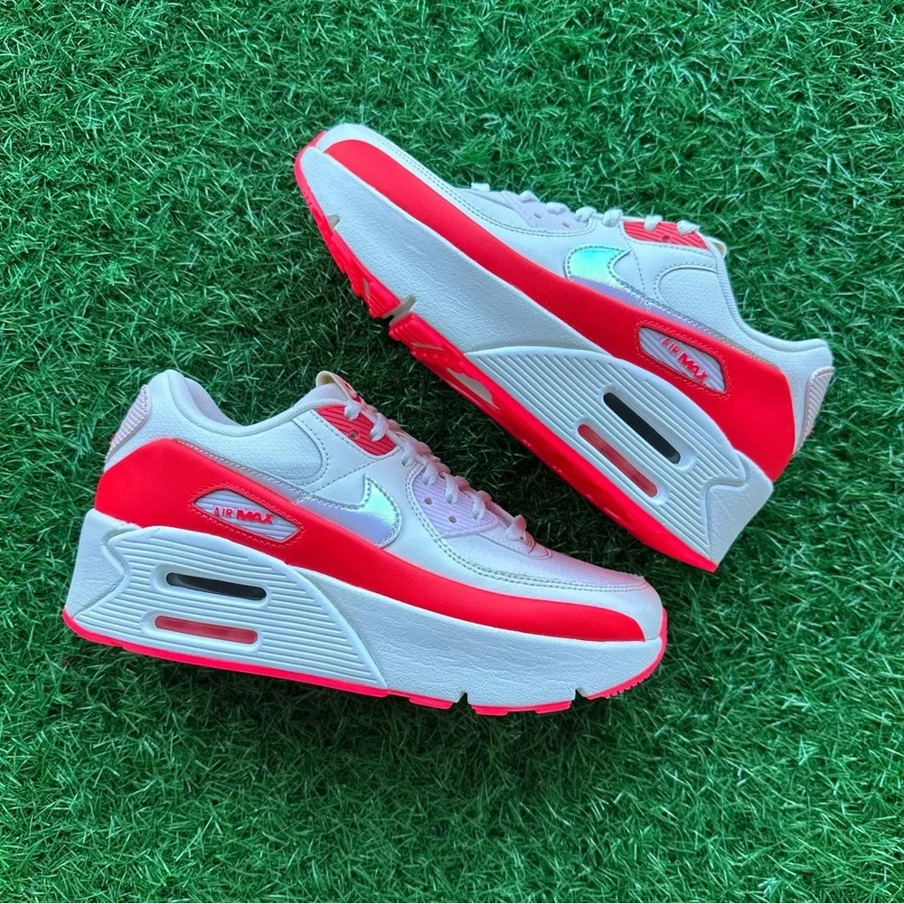 Nike Air Max 90 Lv8 Siren Red Platforms - Picture 4 of 9
